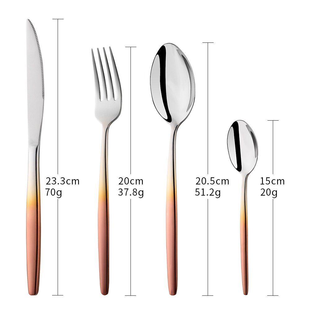Couverts dorés arc-en-ciel, service de table en acier inoxydable, service de table de Restaurant, service de cuillère et fourchette: Gradient Rose Gold