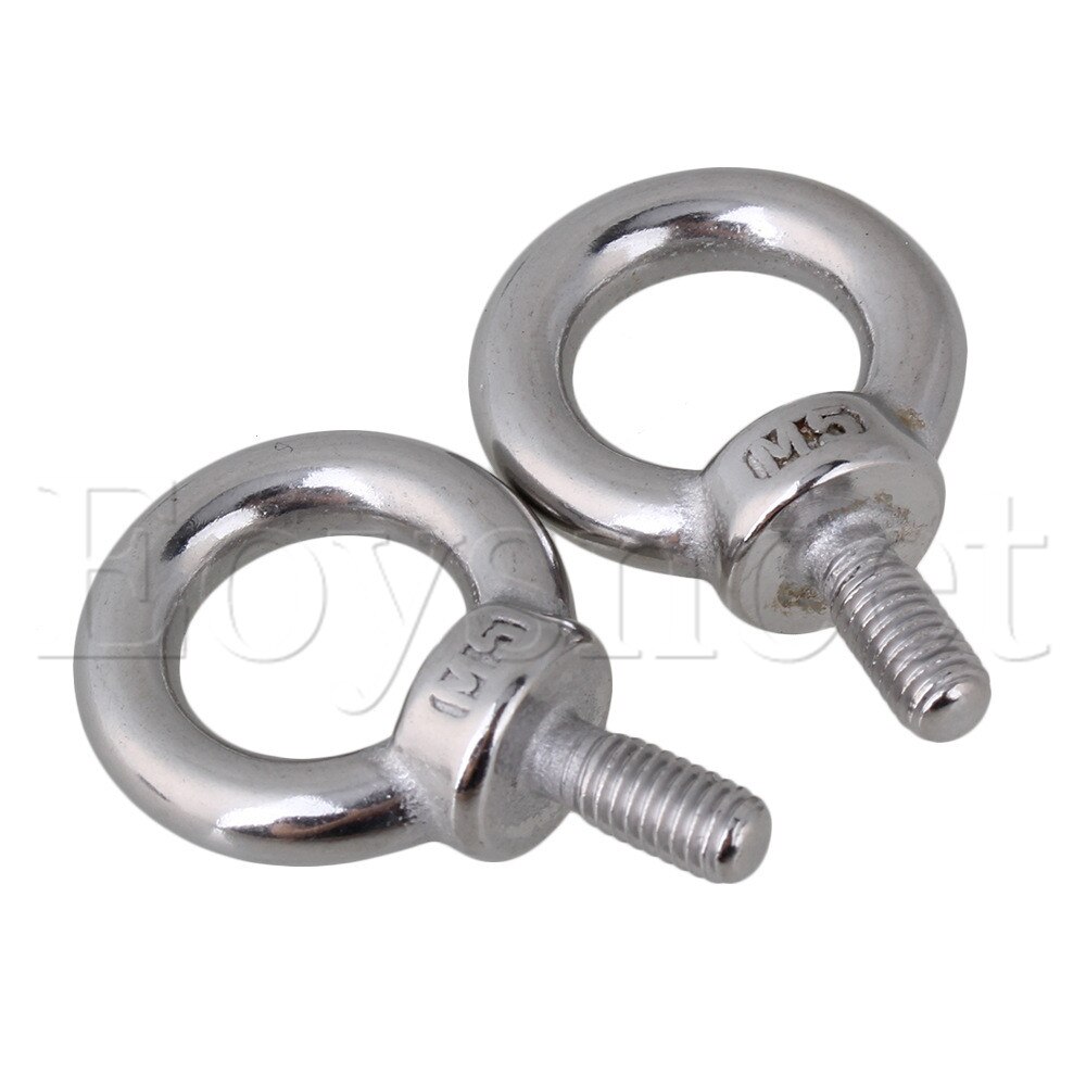 2PCS Silver M5 304 Stainless Steel Ring Shape Screws Bolt European Style