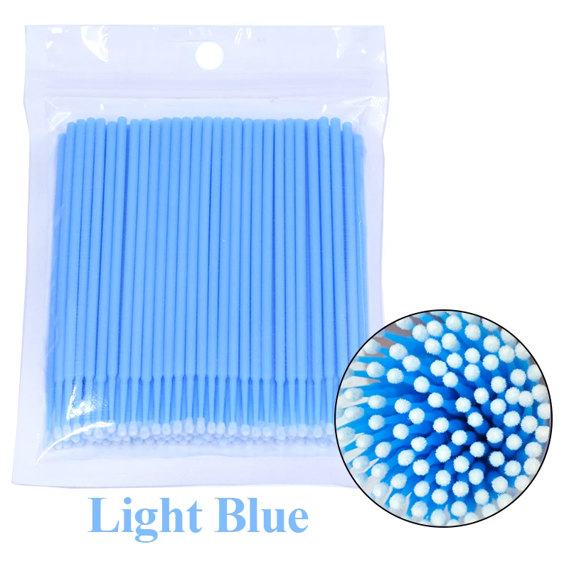 100Pcs Eyelash Cleaning Brush Lash Extension Micro Cotton Swab Individual Eyelashes Microbrush Beauty Makeup Clean Remover Tools: Brown