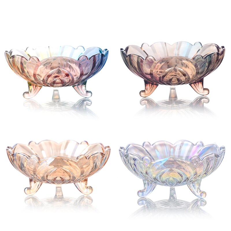 Plato grande de vidrio engrosado para fruta, cesta de fruta, cambio de Color, 4 colores opcionales