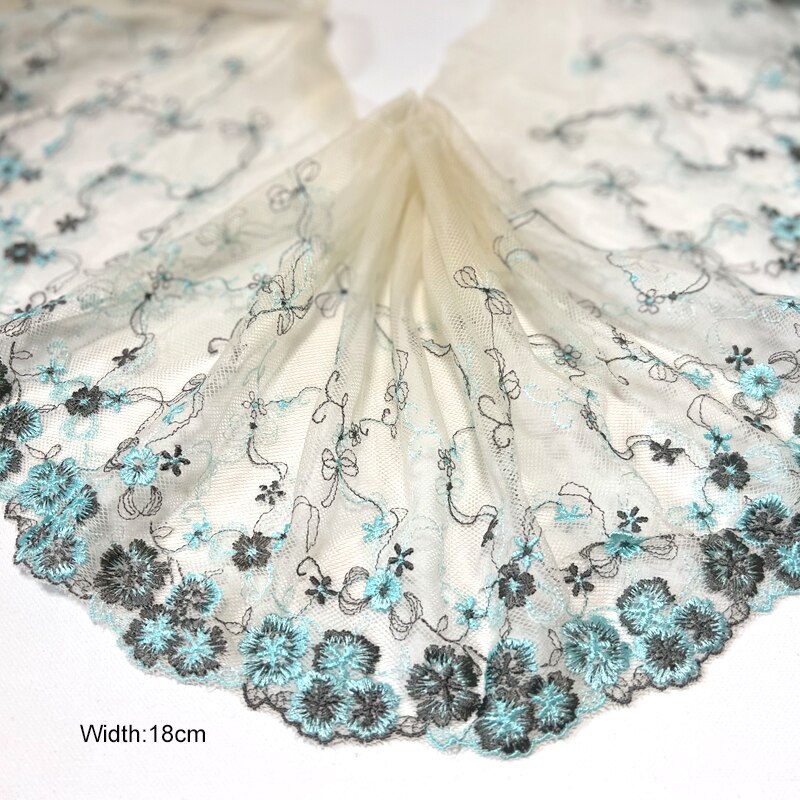 5 Yards 17-26cm Multicolor Mesh Embroidery Lace Trim Handmade DIY Needlework Sewing Doll Dress Clothing Material 150: 05  width 18cm