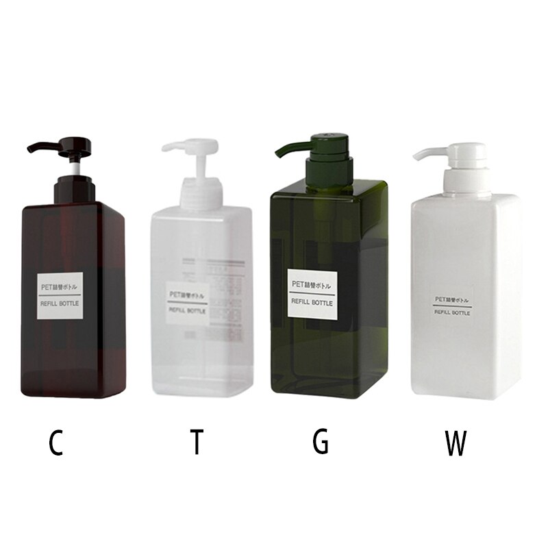 250/450/650ml plastic reisflesjes met vierkante, doorzichtige zeepdispenser, lege fles vloeibare douchegel en schuimpomp