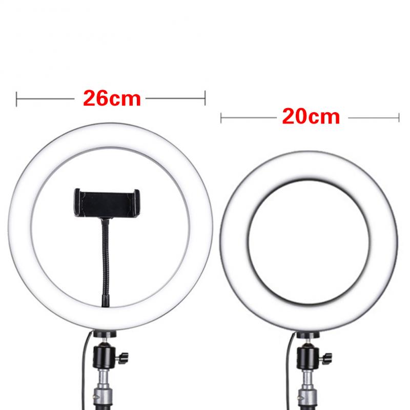 26cm foto led selfie ring selfie ring fill light 10 tum dimbar kamera telefon ring lampa för makeup video live studio lampa