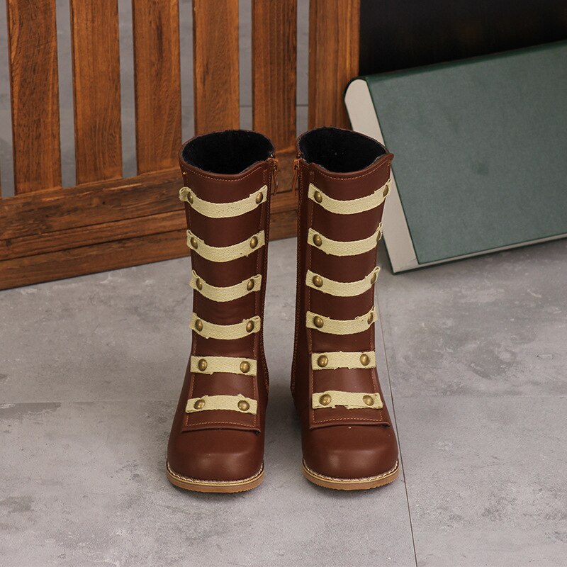 nouvelles bottes de pour enfants filles rivet princesse chaussures bébé long tube Martin chevalier bottes