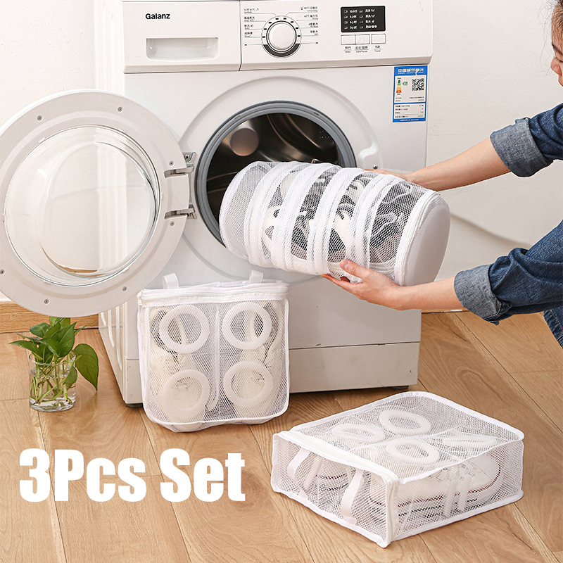 Sac à linge pour chaussures, filet grossier, pochette de rangement pour chaussures en toile , sac à suspendre pour baskets, manches de Protection de lavage, pantoufles, sacs de lavage,: jaune clair