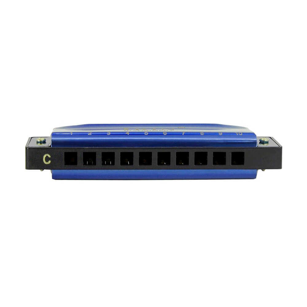 Bluesharpe 10 hull 20- tone munnspill fullpakket med en plastboks som spiller instrumenter små instrumenter (svart med rensetrekk