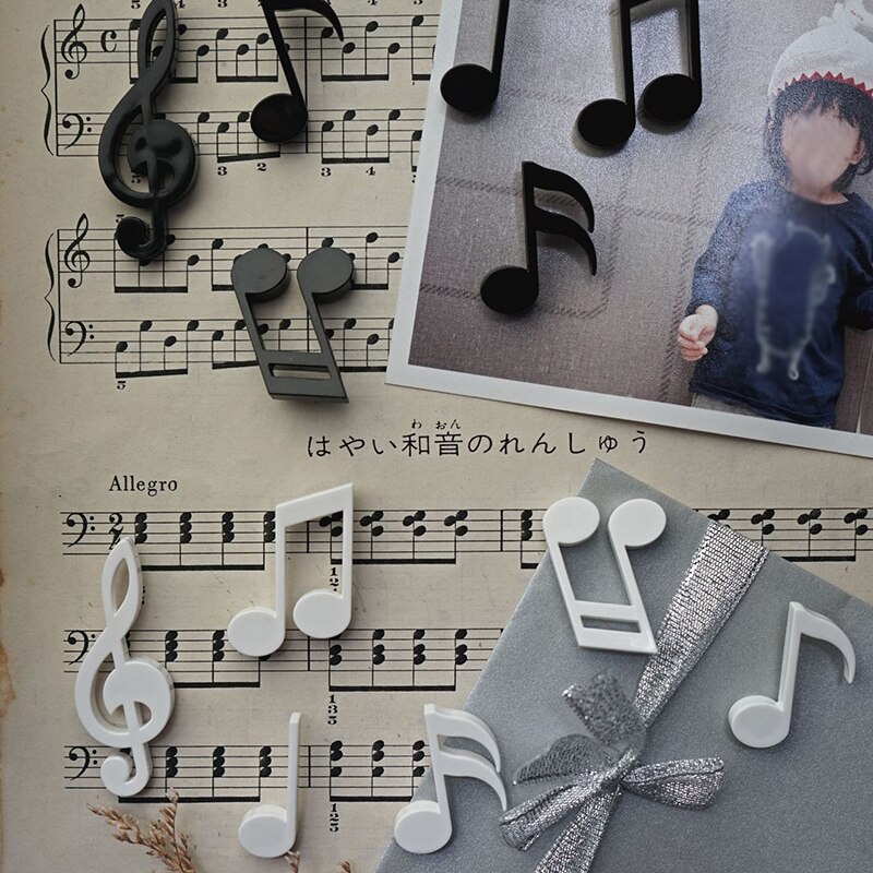 6pcs Music Note Magnet Black Music Musical Notation Refrigerator Sticker Whiteboard Message Fridge Magnetic Stickers