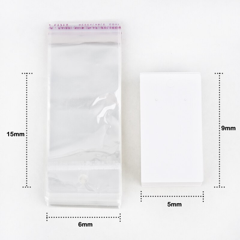 DoreenBeads 100 Sets Ear Hooks Earring Display Cards 9x5cm W/ Self Adhesive Bags 15x6cm Earrings Packaging Display Supplies,yiwu