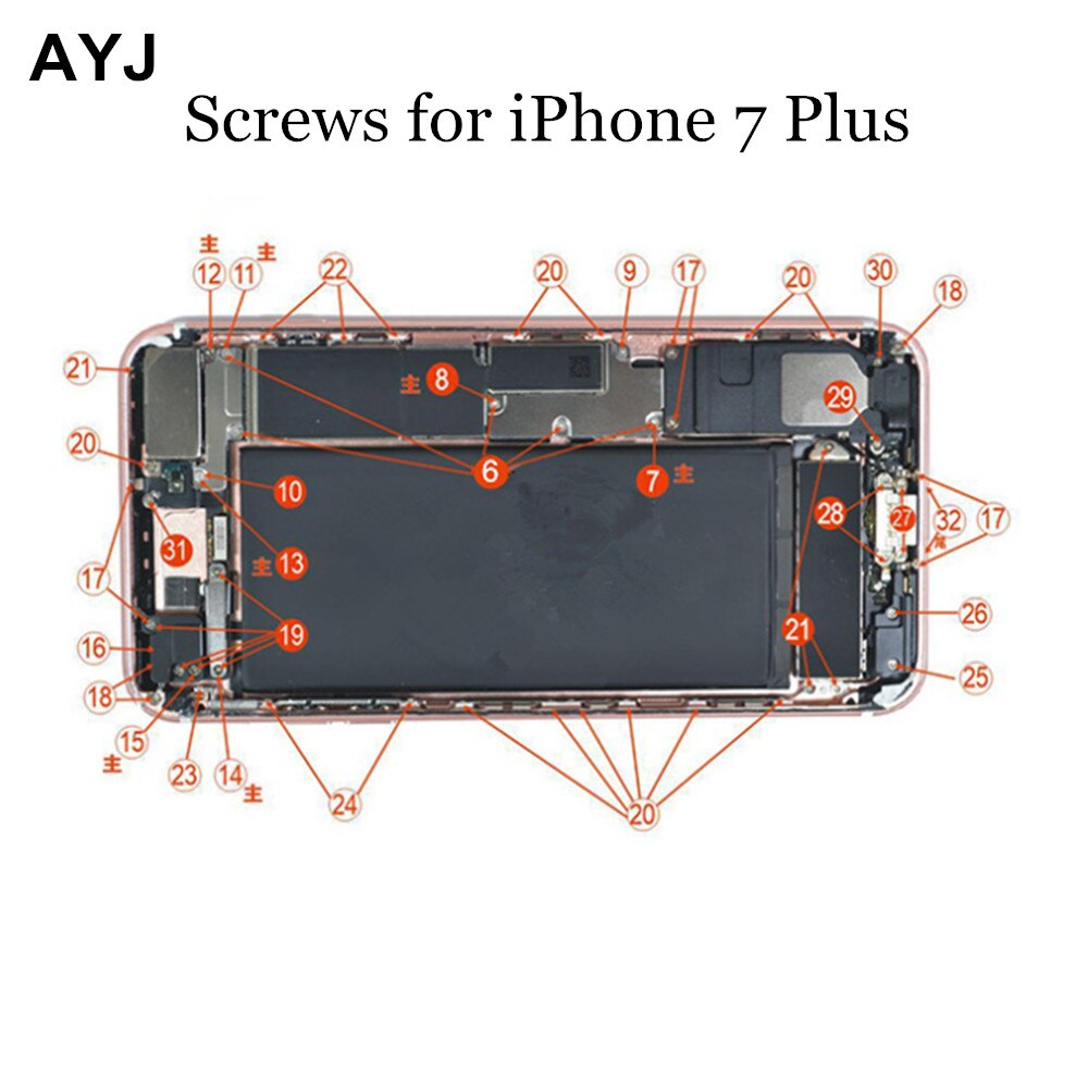 100pcs/lot Separate Sell Full Set Screws for iPhone 7 Plus replacement Repair Bolt Complete Inner Kit Replacement Repair Part