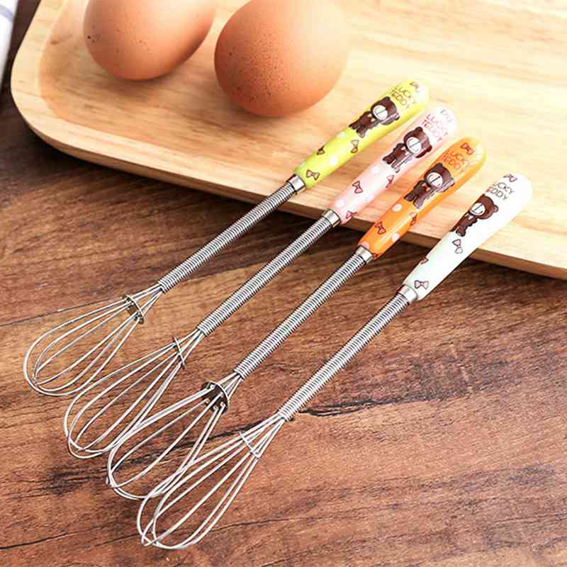 Stainless Steel Manual Whisk Ceramic Handle Small Cake Biscuit Baking Mixer Egg Whisk Milk Frother Handheld Stirrer for Kitchen