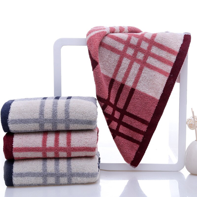 Toalla de rayas a cuadros de 35x75 cm, toallas 100% de algodón para la cara, toallas suaves y baratas, conjunto de 2 unids/set para el cabello de baño adulto, asciugamani