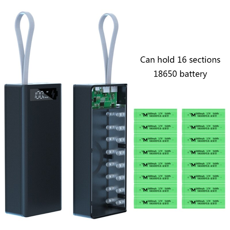 Afneembare C16 Lcd-scherm Diy 16X18650 Batterij Case Power Bank Shell Externe Doos Zonder Batterij Powerbank Protector
