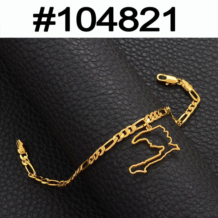 Anniyo charme haiti kort armbånd armbånd mænd kvinder pige ayiti kort smykker haiti tilbehør link chain armbånd  #104521: 104821 / Kun armbånd 21cm