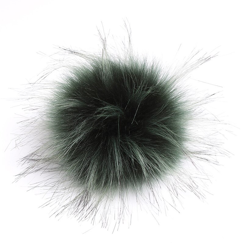 Pompons artificiels 10cm pour chapeau et bonnet d'hiver | Avec bouton en fourrure de raton laveur, Pom Poms en boule pour femmes et enfants, fournitures de bonnets: dark green