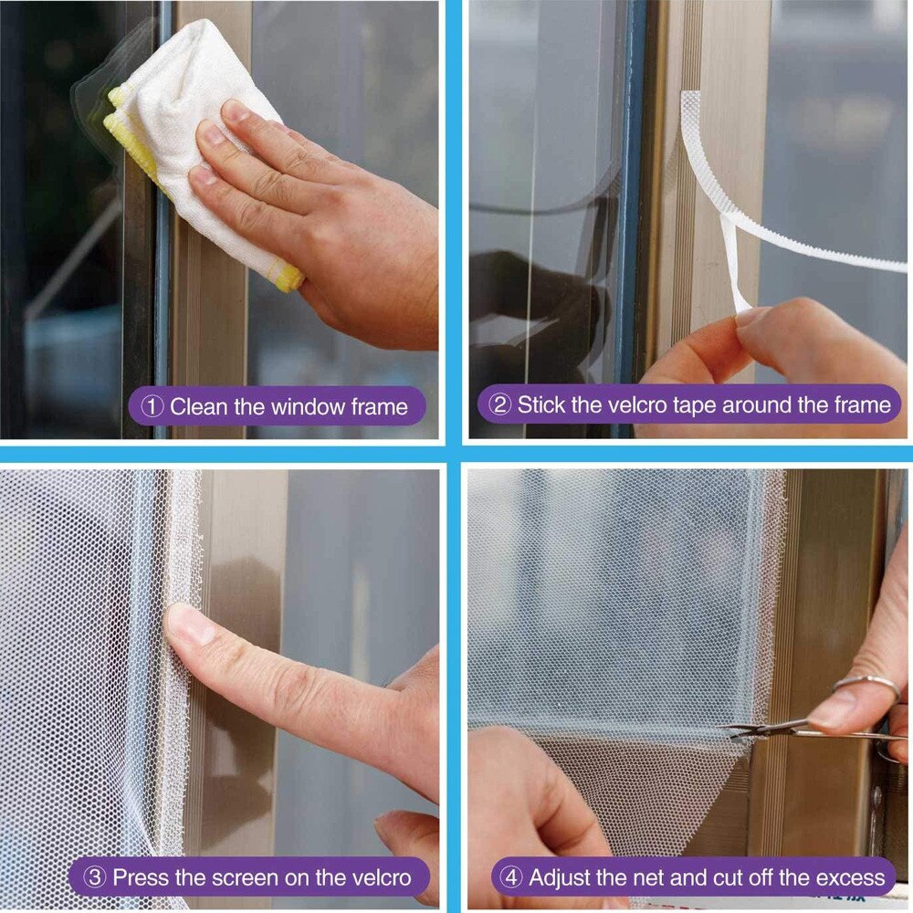 3 PC Window Fly Screen Nets Mosquito Insect Mesh With 3 Rolls Self-adhesive Tape Screen Window Mesh Nets