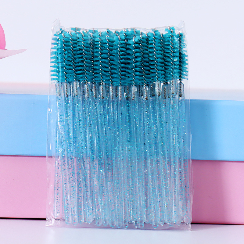 QSTY-brocha de maquillaje para pestañas, 50 Uds., aplicador de rímel desechable individual, peine, varita, herramientas de pinceles de maquillaje para pestañas, 6 colores: Azul oscuro