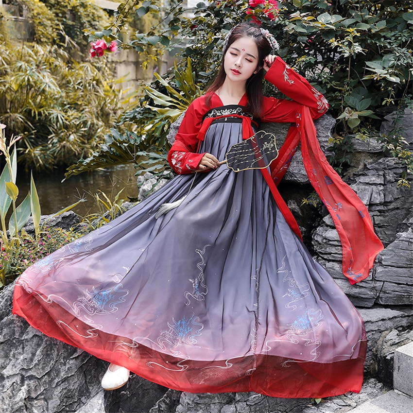 Hanfu Chinesischen Stil Alte Kostüm Traditionellen Volk tanzen Bühne Leistung Kleidung retro Sänger Prinzessin Gebühr Kleid