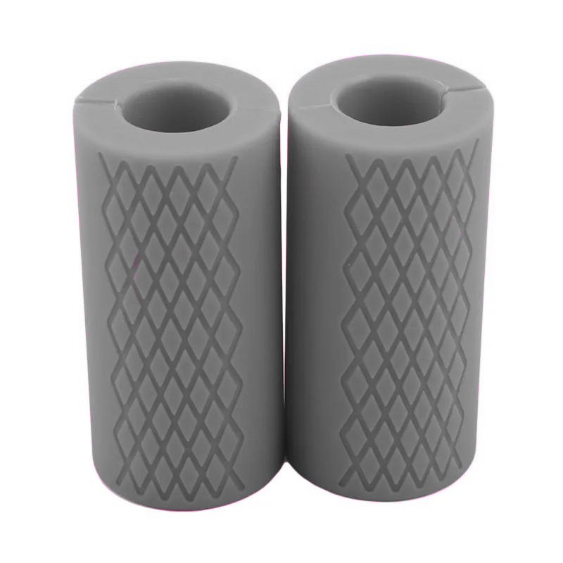 1 Paar Langhantel-Hantelgriffe, dicke Stangengriffe, Crossfit-Silikon-Anti-Rutsch-Pad, zum Hochziehen, Gewichtheben, Kettlebells, Fett Griff: Licht Grau