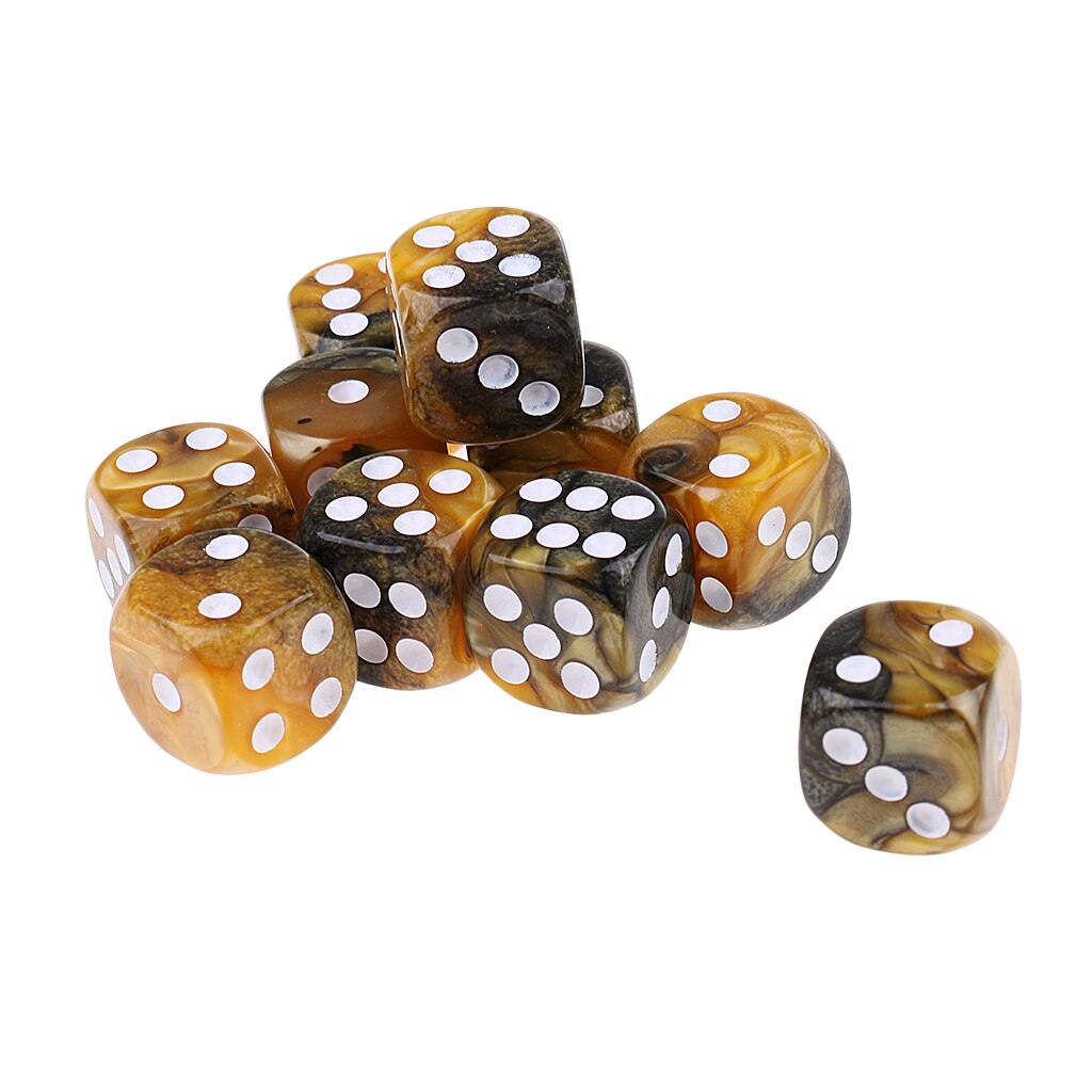 Set Van 10 6 Zijdig Opaque D6 16Mm Standaard Dice Die 2 Gemengde Kleur Dices