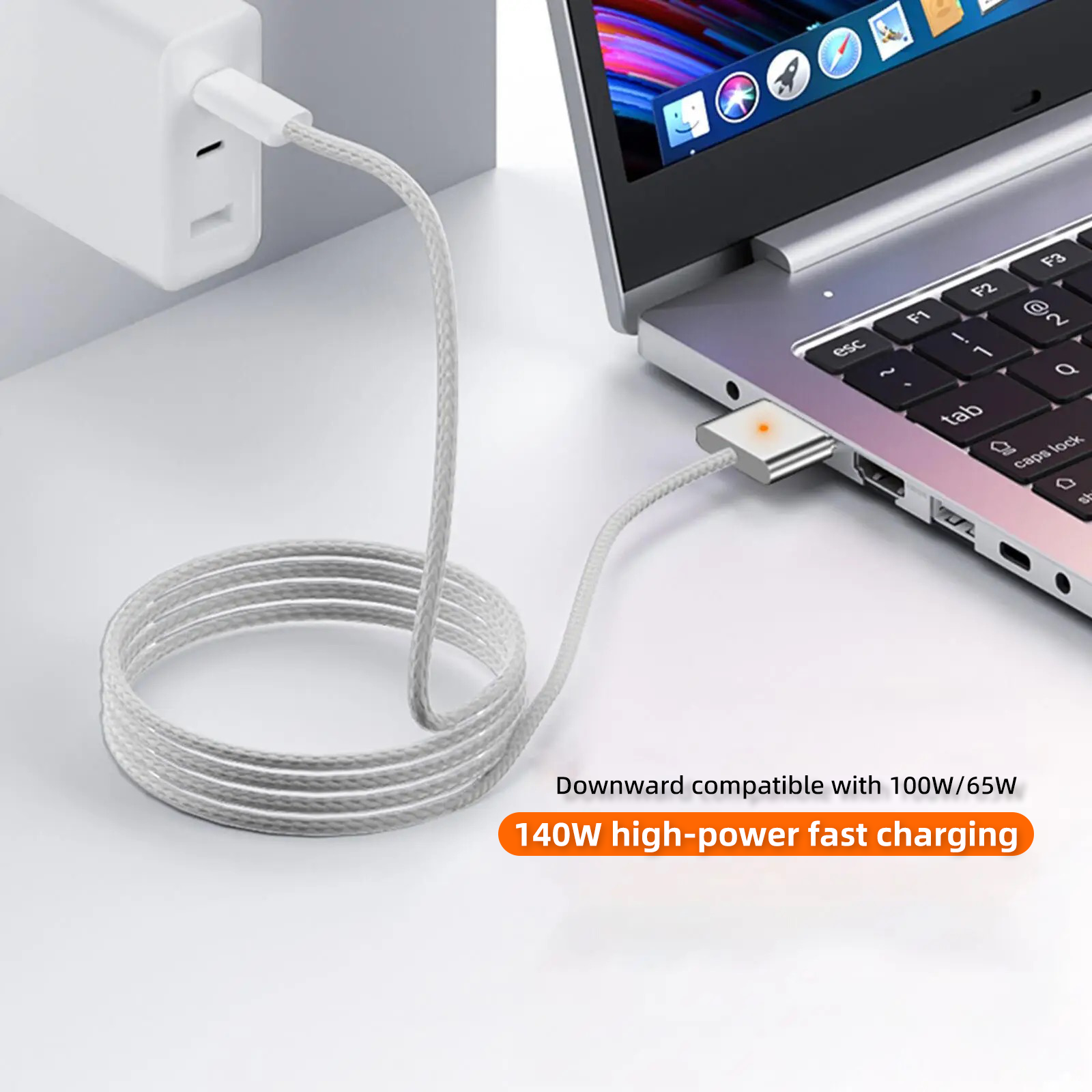 2m usb type c til magnetisk magsafe 3. generations kabelopladeradapter til macbook pro air 14 16 m2 140w hurtigopladerkabelledning
