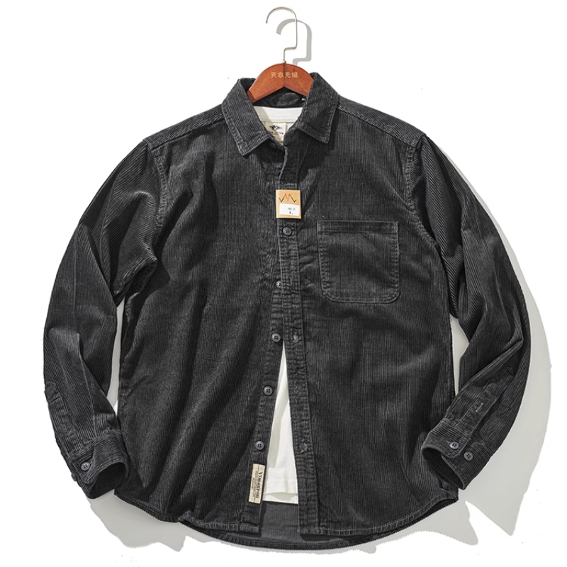Stylish Men's Thick Corduroy Shirt Jacket with Vintage for Autumn and Winter