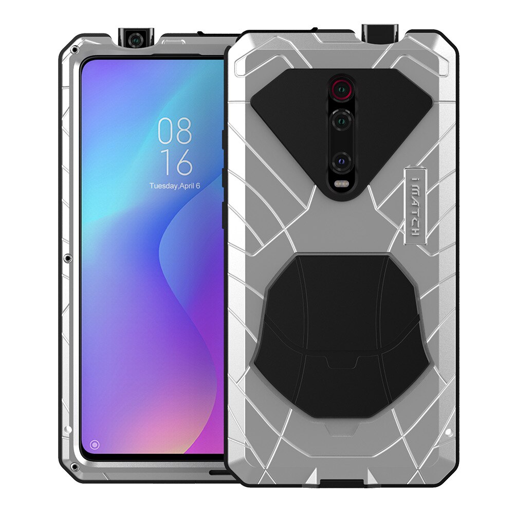 Pour Xiaomi K20 Pro coque téléphone dure en aluminium métal couverture de Protection robuste pour Xiaomi K20 Pro avec en verre trempé: sillver