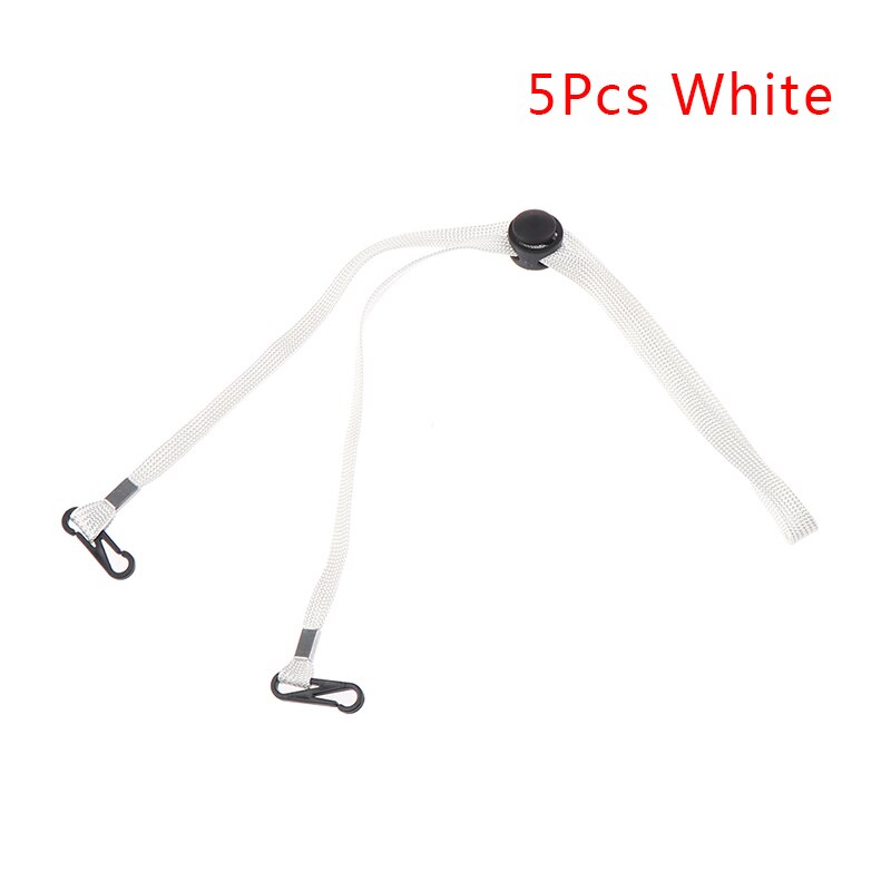 ! 1/5 stuks verstelbare maskerverlenging voor maskers, koord, handig en handig veiligheidsmaskersteuntje en oorhouder, touw om aan de nek te hangen: 5 stuks wit