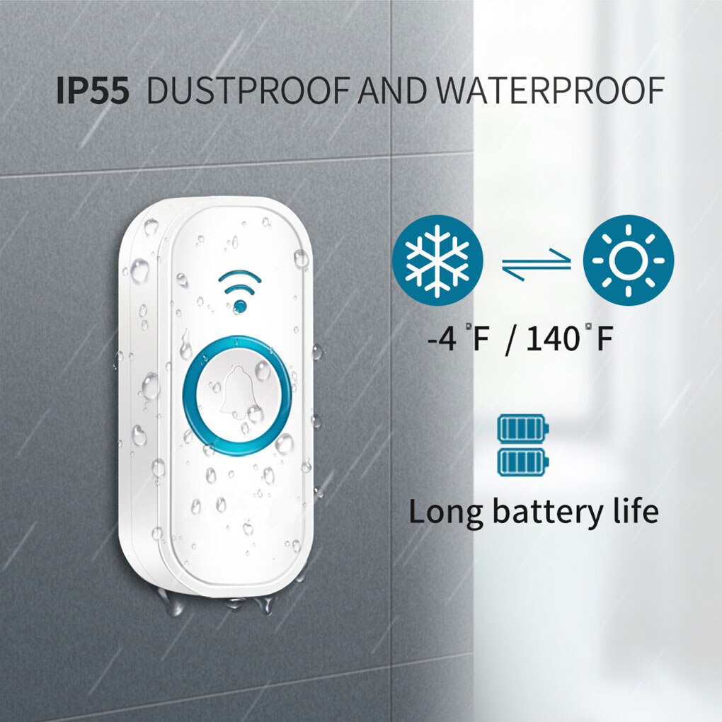 Wireless Doorbell Home Dorm Apartment Smart Door Ring Volume Adjustable 58 Chord Music Doorbel