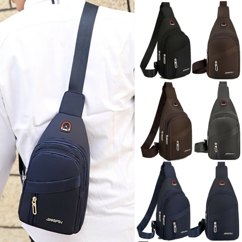 Men's Chest Bag Cycle Sling Pack Satchel Shoulder Bag Handbag Male Zipper Casual Small Day Packs Purse