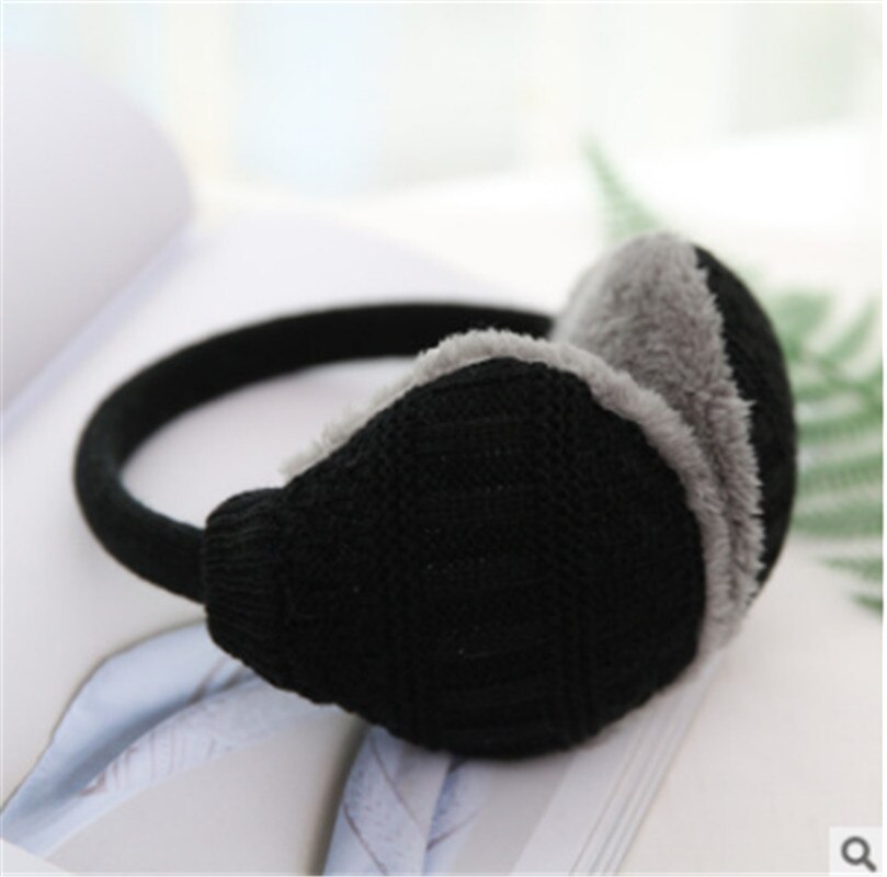 Ear Muffs Winter Ear warmers Knitted Fleece Earwarmer Mens Womens the Head Band: Black