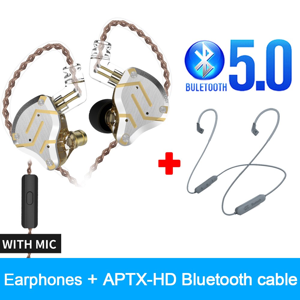 KZ ZS10 Profi HIFI Kopfhörer Metall 4BA 1DD hybrid 10 Treiber Bass Headset Lärm abbrechen in-Ohr Sport Spielen kopfhörer mit Mic