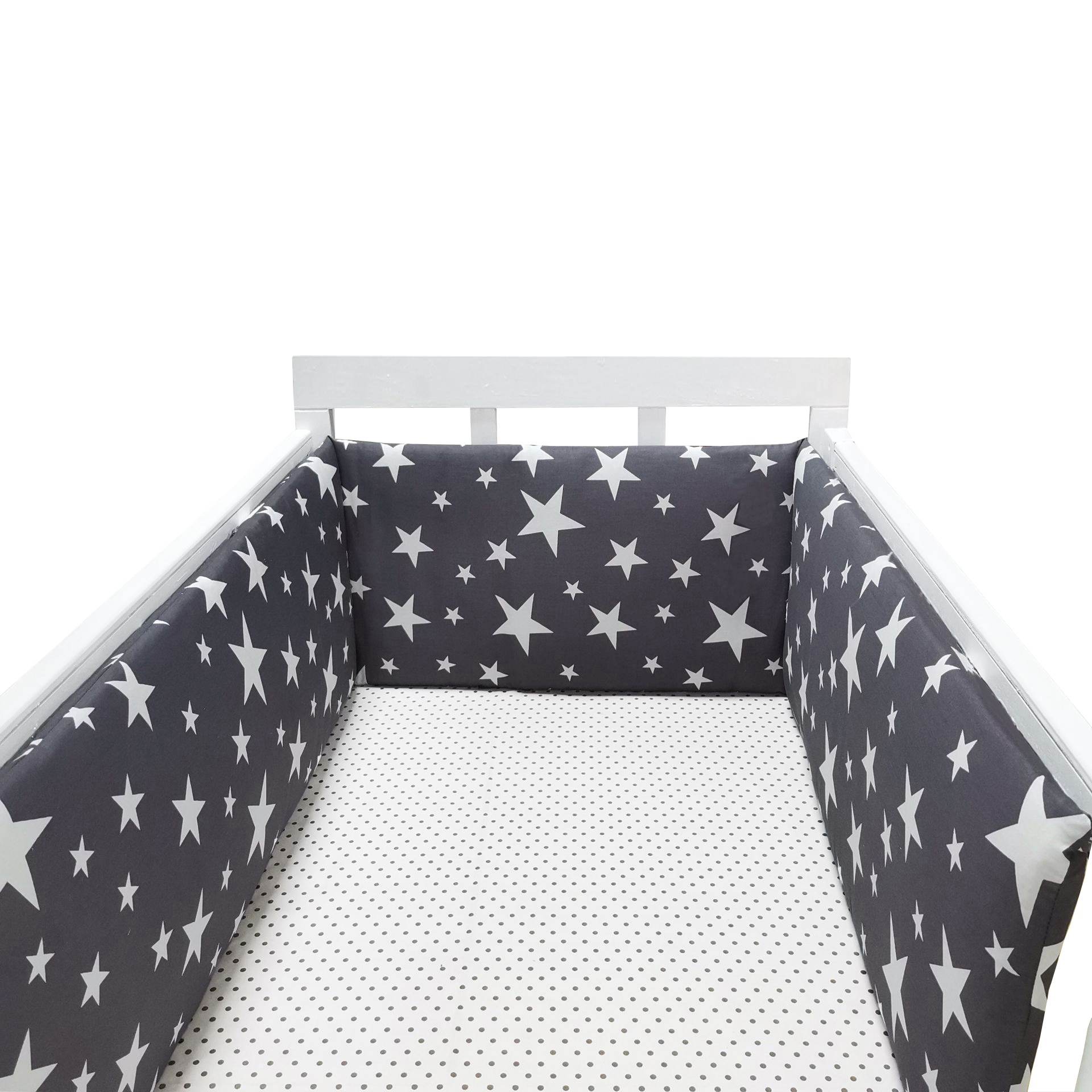 (1 Pcs Bumper Alleen) Wieg Bumper Kinderbedje, baby Bed Bumper Grey Stars Veilige Bescherming Voor Baby Gebruik Baby Cradle Guard