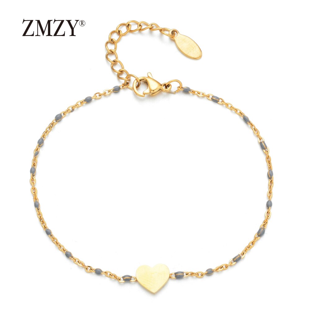 ZMZY Rvs Anniversary Charms Gouden Hart Armband Bijpassende Koppels Armbanden Relatie Bijoux voor Vrouwen: GRAY