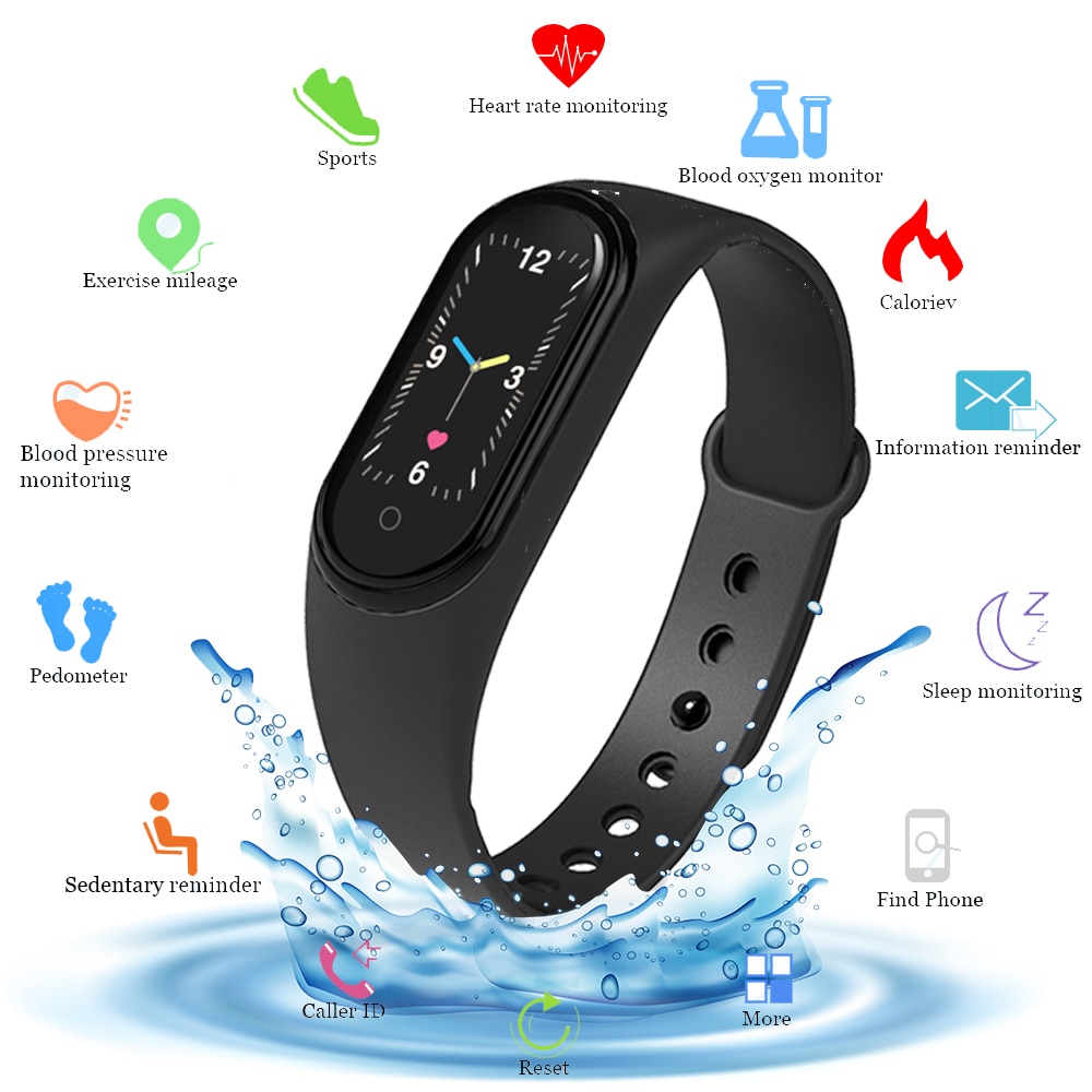 M5 Waterdichte Smart Armband Bluetooth Call Music Play Fitness Tracker Smart Horloge Monitor Smart Band Stappenteller Smart Polsband