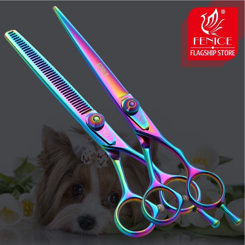 Fenice 6.5/7,5 zoll haustier hund pflege ausdünnung &amp; schneiden schere set grooming schere set für hunde schere kit verdünnung rate 30%
