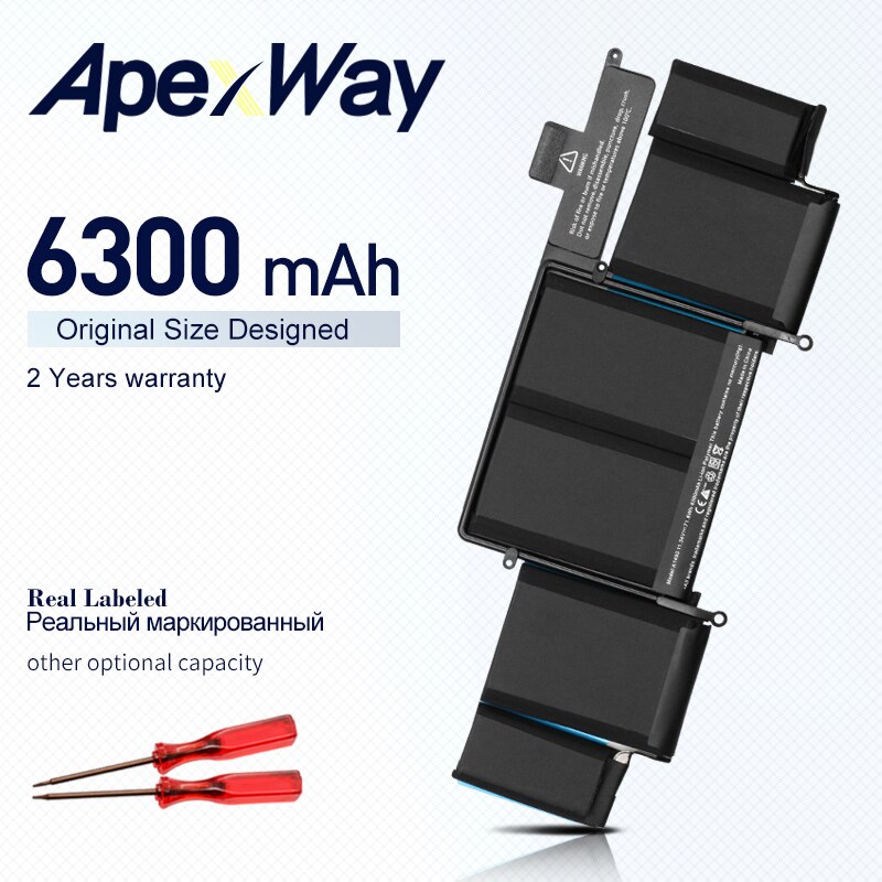 Apexway 11.34v 71.8wh a1493 laptop batteri til apple macbook pro retina 13 "  a1502 (  år)