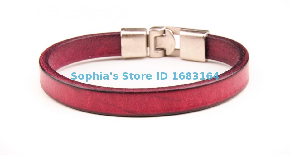 BL09 Purple Men Single Wrap Slim Plain Leather Cuff Bracelet Wristband