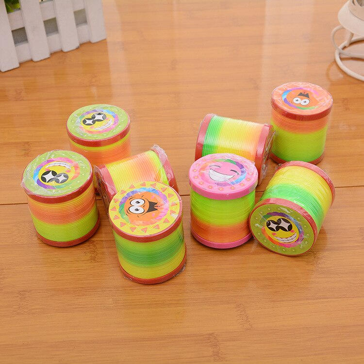 The Dollar Store Rainbow Ring Plastic Coil Elastic Force Circle Jenga Children Stall Supply of Goods