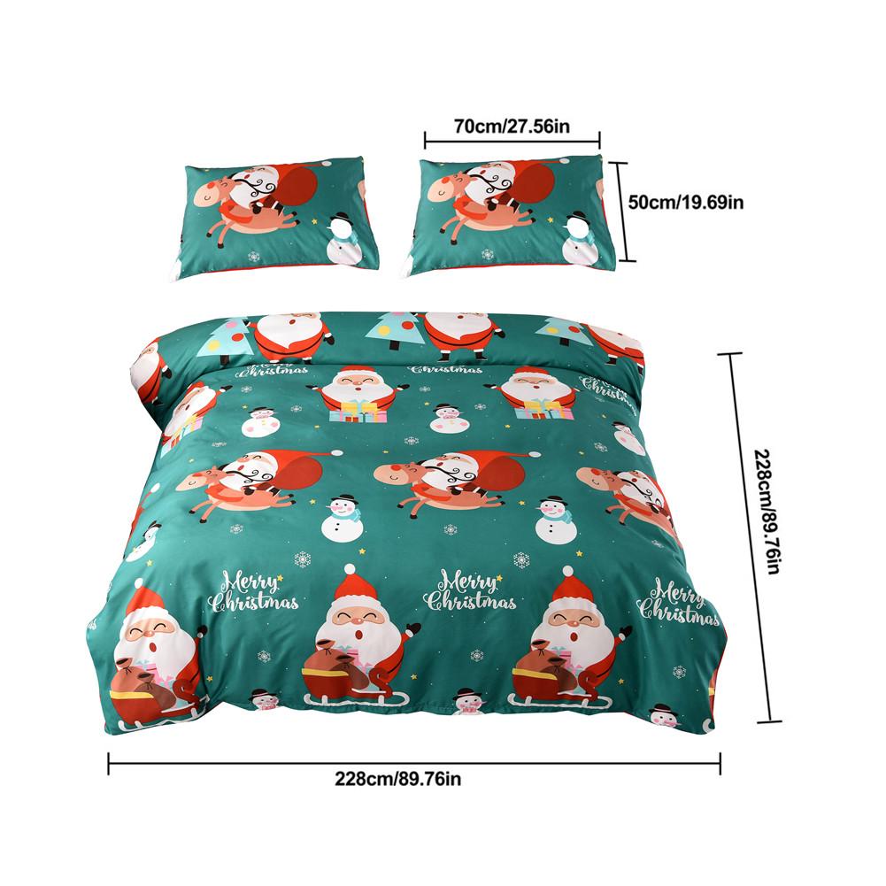 Christmas Bedding Set Quilt Cover Santa Claus Pattern Pillowcase Comforter Bedclothes for Family Hotel Supplies EU US CN Queen