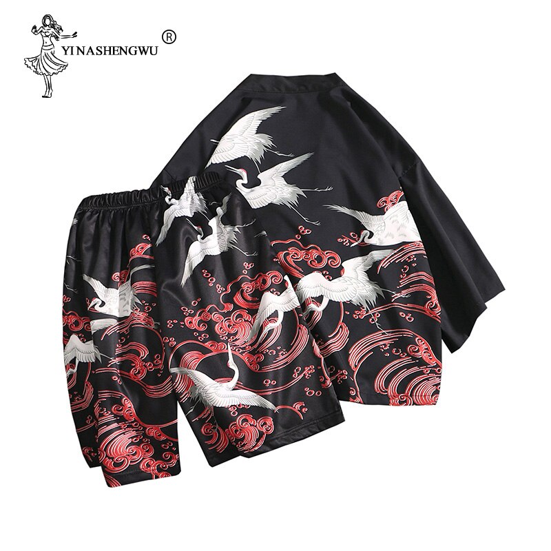Kimonos Femme Kimono Cardigan Men Yukata Women Men Japanese Kimono Traditional Top and Pants Sets Summer Beach Thin Casual Shirt