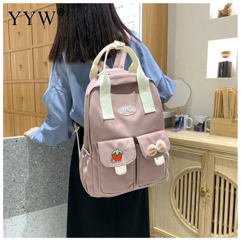 Tiener Meisjes Schooltas Mode-koreaanse Contrast Rugzak Schoudertas Grote Vrouwelijke Schouder Rugzak Laptop Tas Preppy Stijl