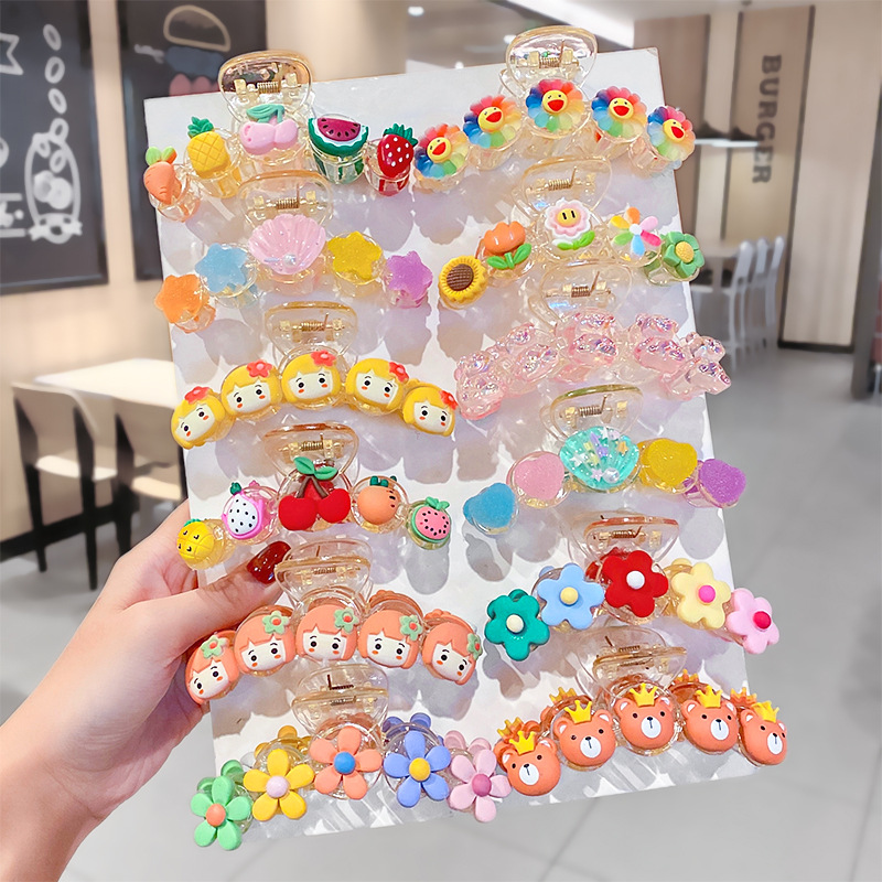 Cute Cartoon Shark Clips Transparent Hair Claws Fruit Hair Crab Clamps Girls Flower Headwear Kids Hair Clip Child Hair Accessory