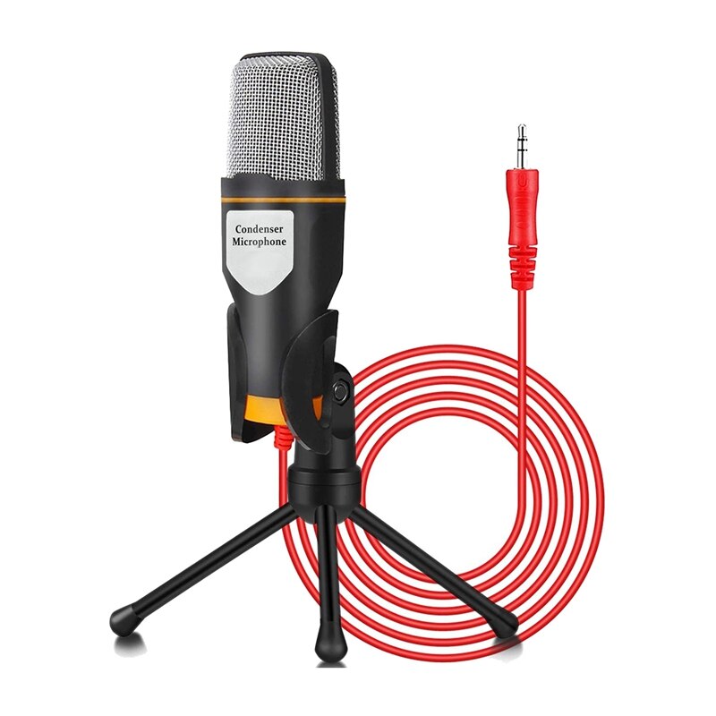 with Mic Stand, 3.5mm Jack Recording Condenser Microphone Compatible with PC, Laptop, iPad, Phone: Default Title