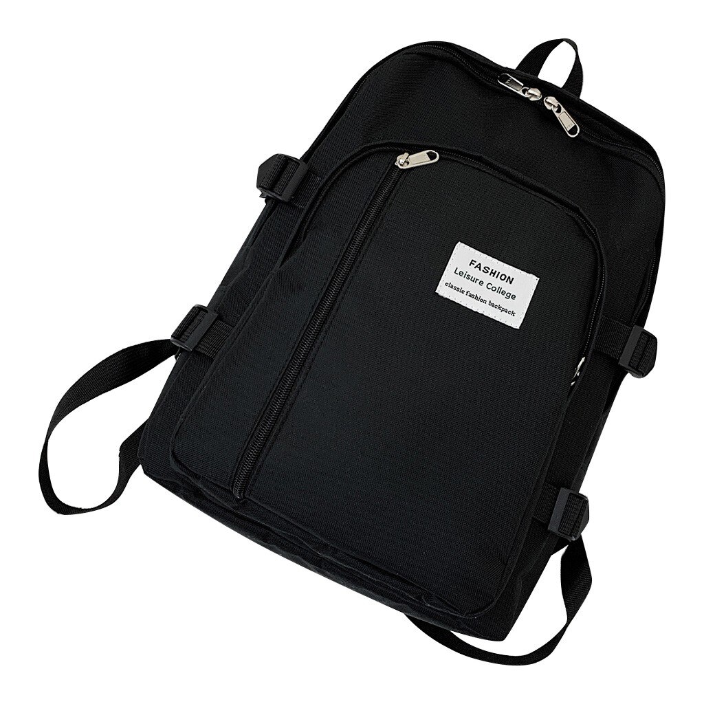 Vrouwen Mode Canvas Rugzak Rugzak Schoudertassen Student Schooltas Unisex Jongens Meisjes Schooltassen Voor Tiener #0825G30: Black