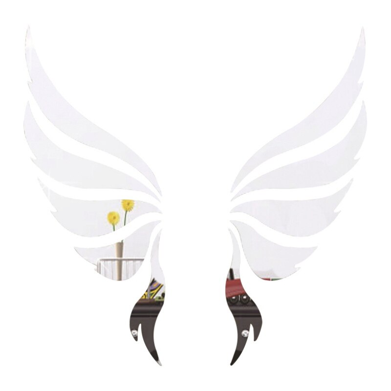3D Angel Wings Mirror Stickers DIY Self Adhesive Decorative Wall Decal Art Mural For Home Living Room Bedroom Decor-