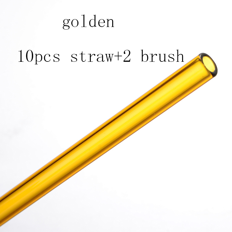 Paille en verre réutilisable faite à la main avec 2 pièces, brosse de nettoyage , pipette droite en verre, Tubularis: golden
