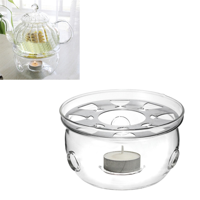 1pc tekanneholder utgangspunkt kaffe vann te varmere lysestake klar glass bærbar varmebestandig tekanne varmere isolasjonsbase