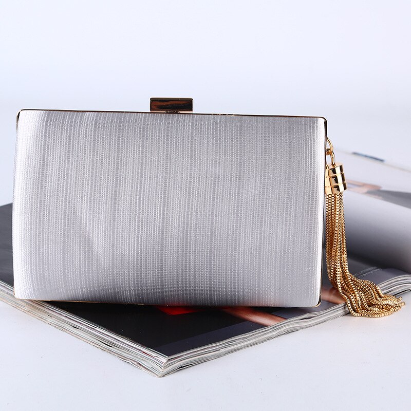 Handgjord silke kvällsväska dam satin brud bröllopsväska party messenger tofsar clutch guld silver