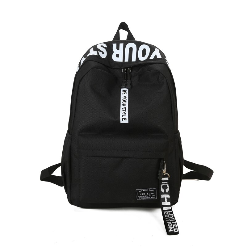 UOSC Black Women Backpack Female Nylon Teens Men Schoolbag Casual Style Student School Bags For Teenage Girls Back Pack Solid: black