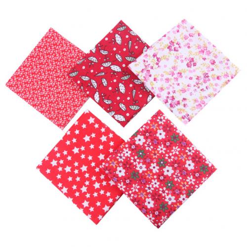 5Pcs 50cmx50cm Cotton Fabric Printed Cloth Sewing Quilting Fabrics for Patchwork Needlework DIY Handmade Material Cotton Fabric: Red